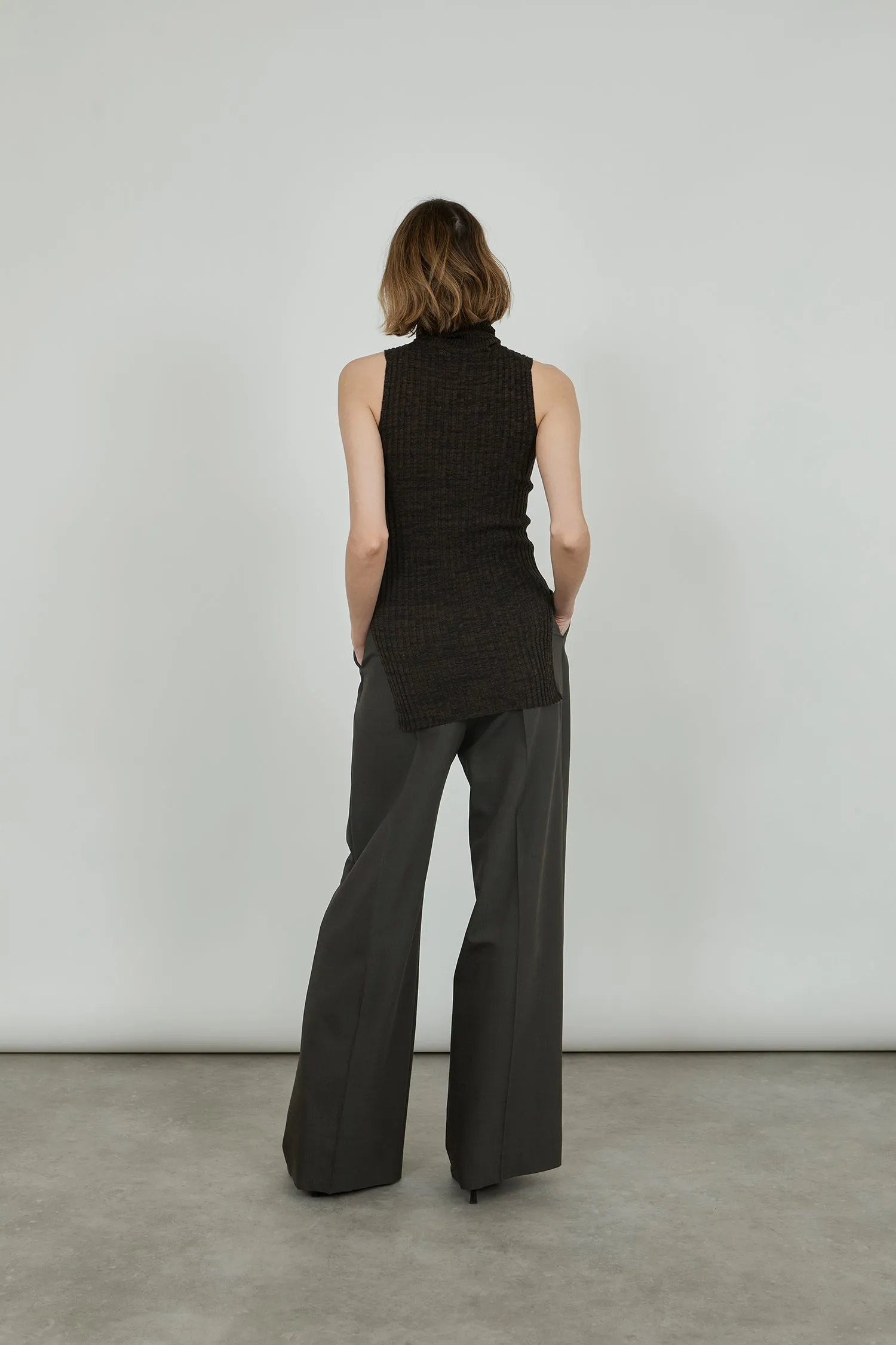 Fay turtleneck knit | Charcoal & moss - Egyptian cotton & cashmere blend