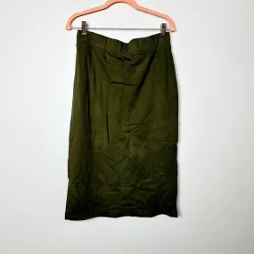 Free People Elastic Waist with Side Slit Green Pencil Skirt Size Medium