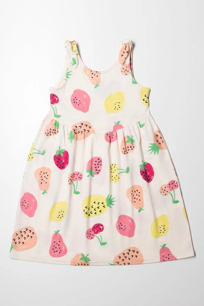 Fruit Sleeveless Dress With Bows Multi