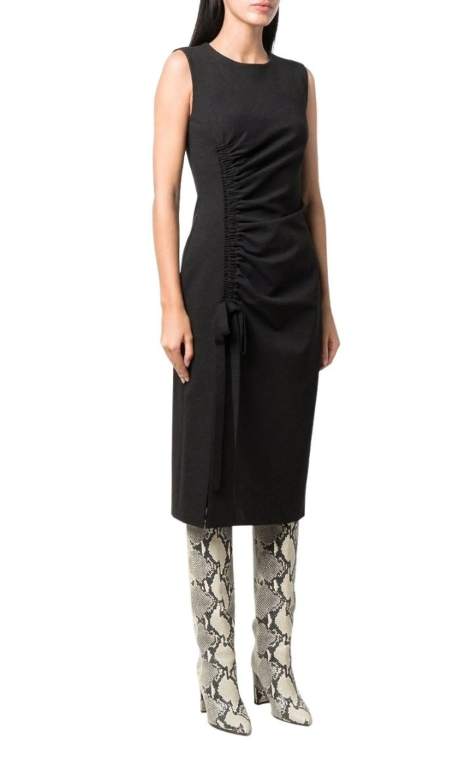 Gathered-detail Shift Dress