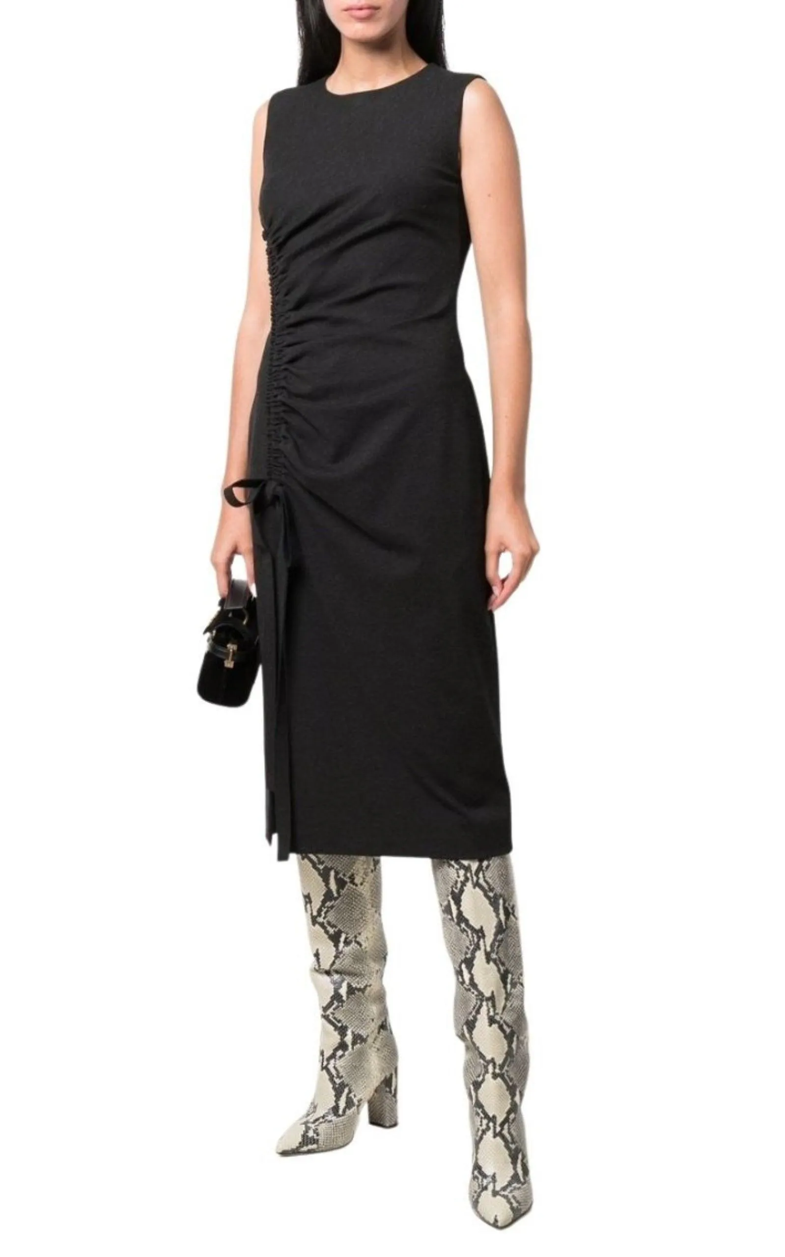 Gathered-detail Shift Dress