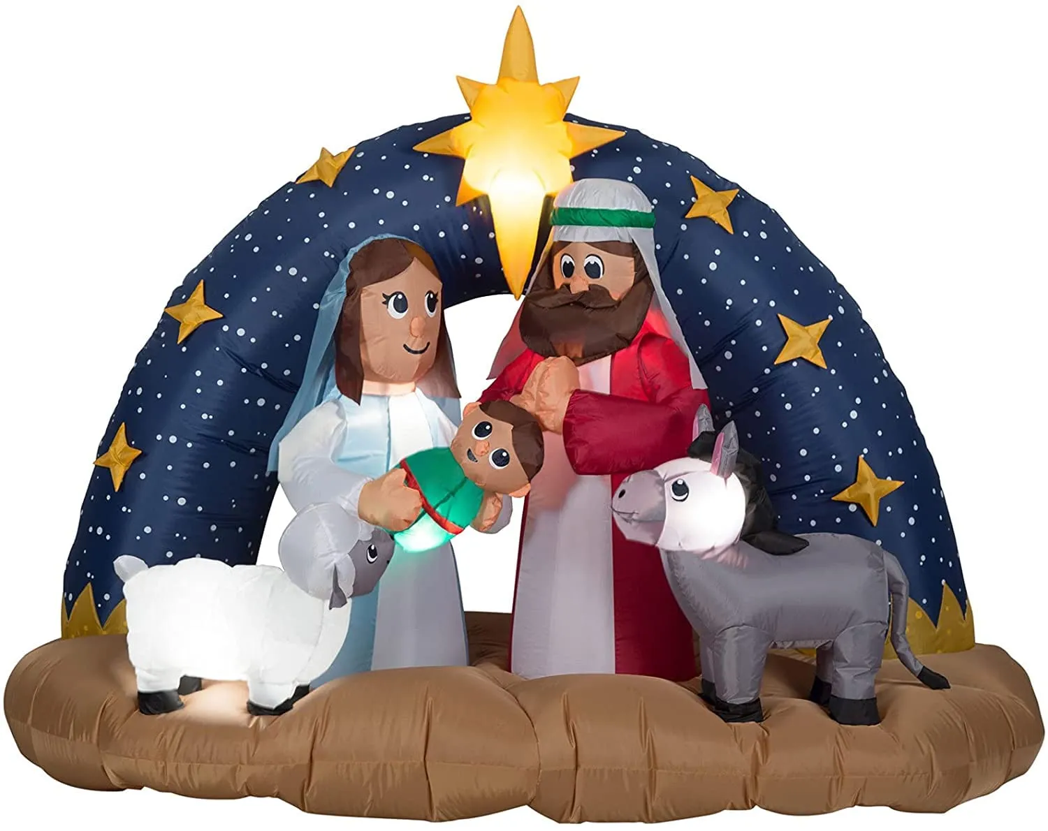 Gemmy Snowy Night Nativity Scene Inflatable Airblown Decor