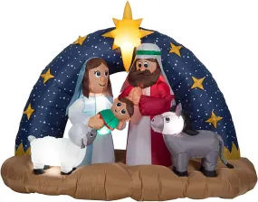 Gemmy Snowy Night Nativity Scene Inflatable Airblown Decor