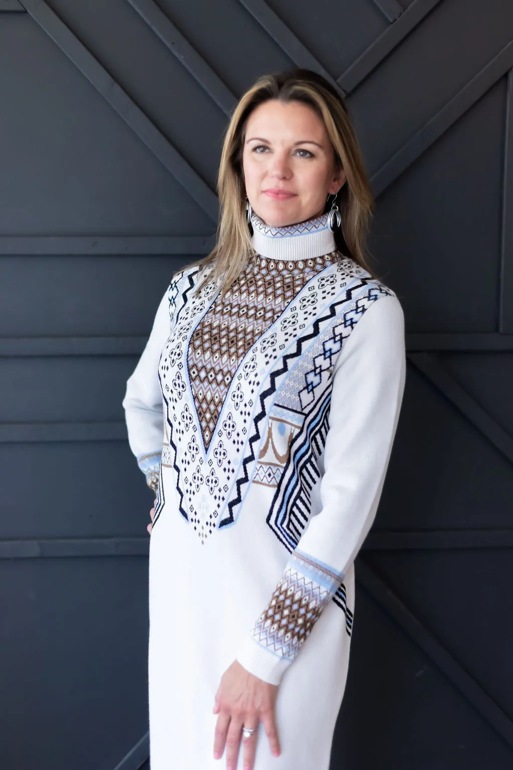 Geo Print Turtleneck Dress