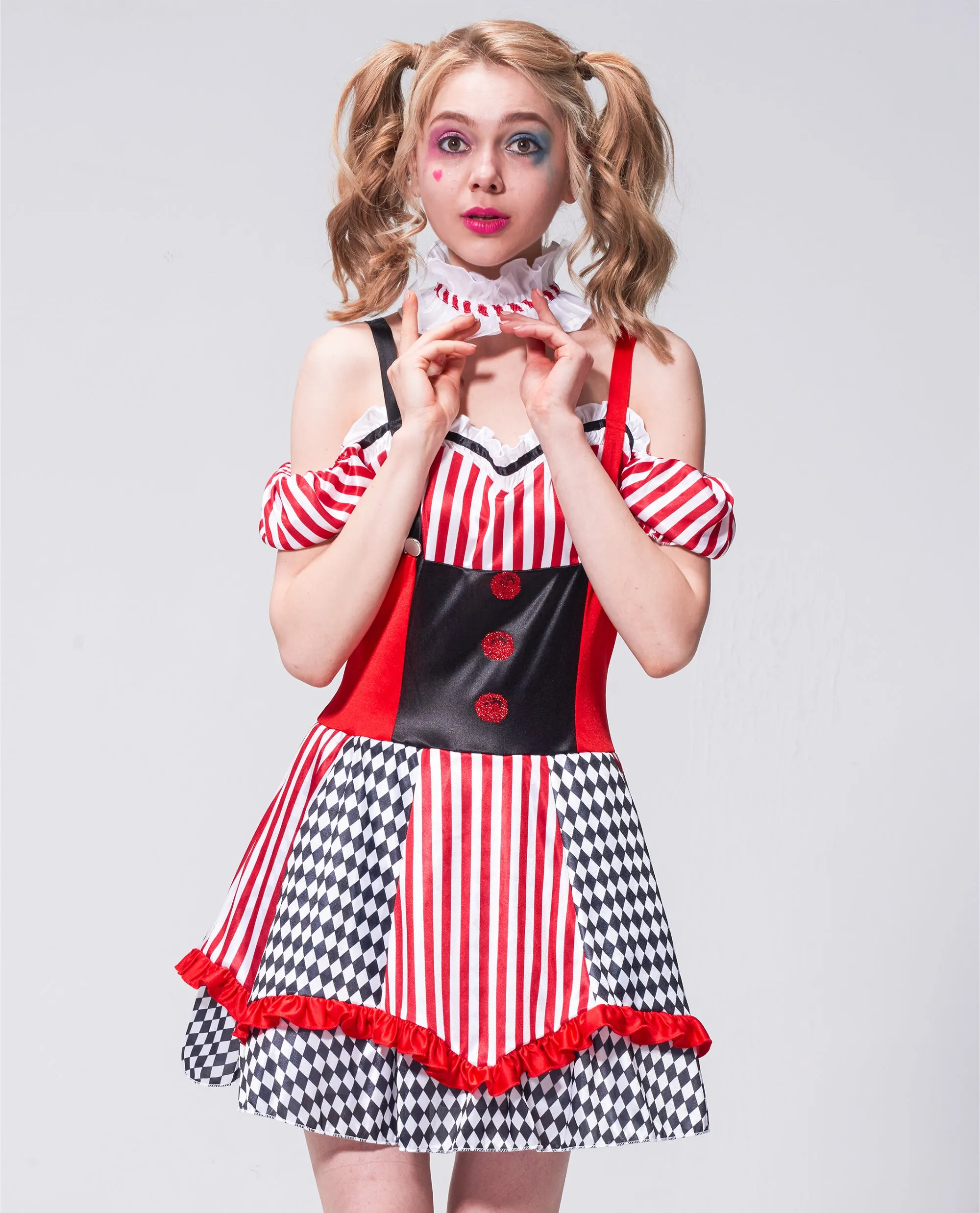 Girls Clown Costume Cutie Halloween Jester Dress Mommy and Me