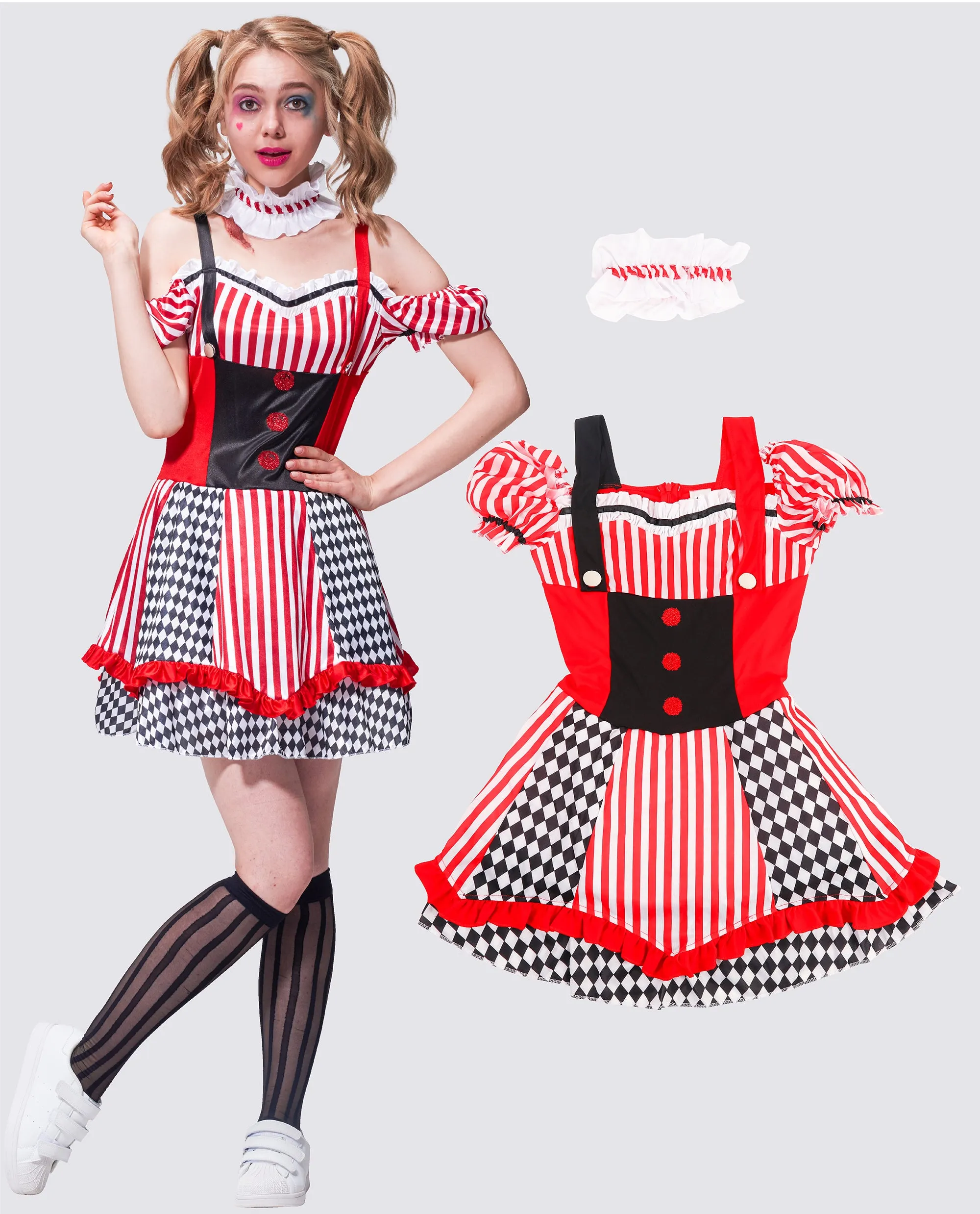 Girls Clown Costume Cutie Halloween Jester Dress Mommy and Me