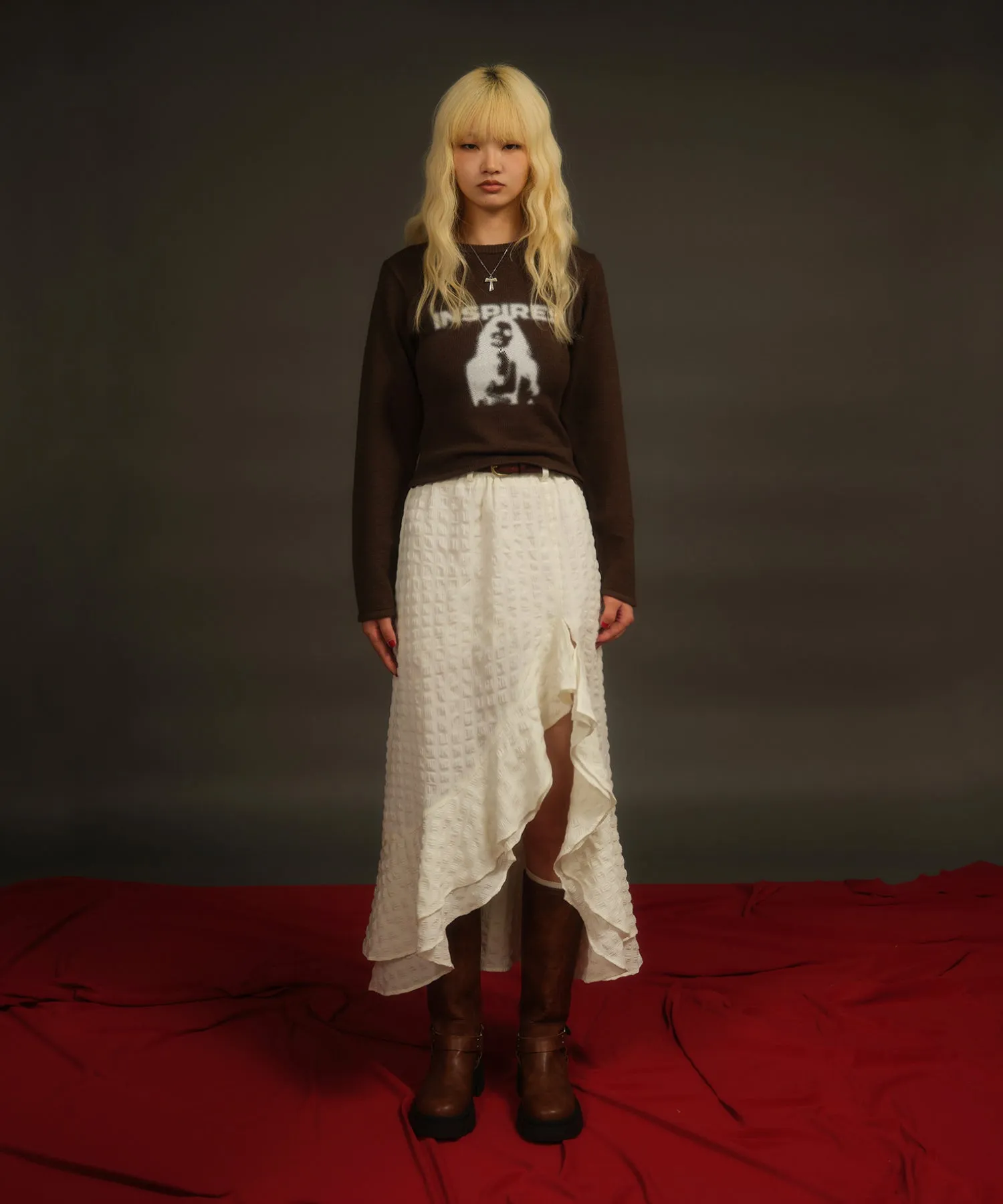 Graphic print knit top