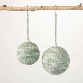 Green-White Knit Ball Ornament