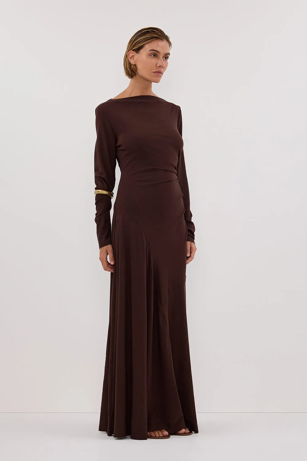 HADLEY CHOC SLEEVED KNIT MAXI DRESS - PRE ORDER