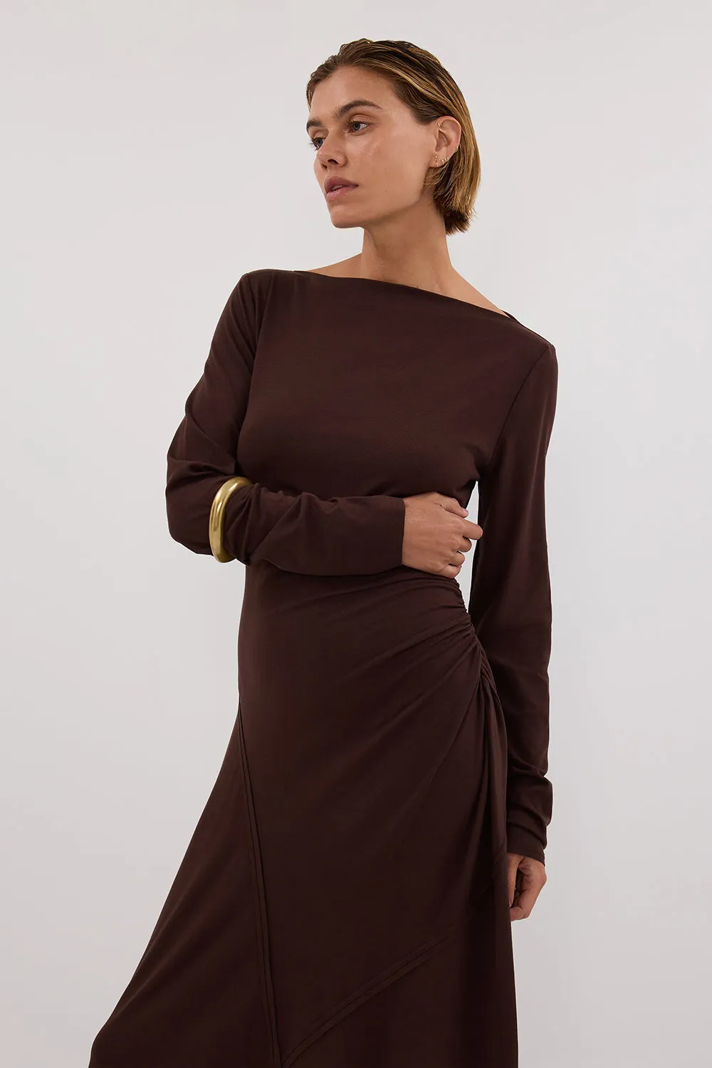 HADLEY CHOC SLEEVED KNIT MAXI DRESS - PRE ORDER
