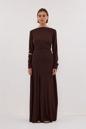 HADLEY CHOC SLEEVED KNIT MAXI DRESS - PRE ORDER