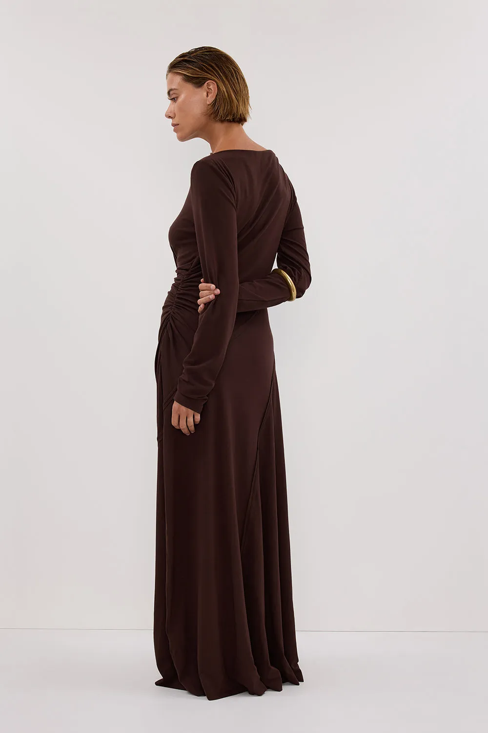 HADLEY CHOC SLEEVED KNIT MAXI DRESS - PRE ORDER