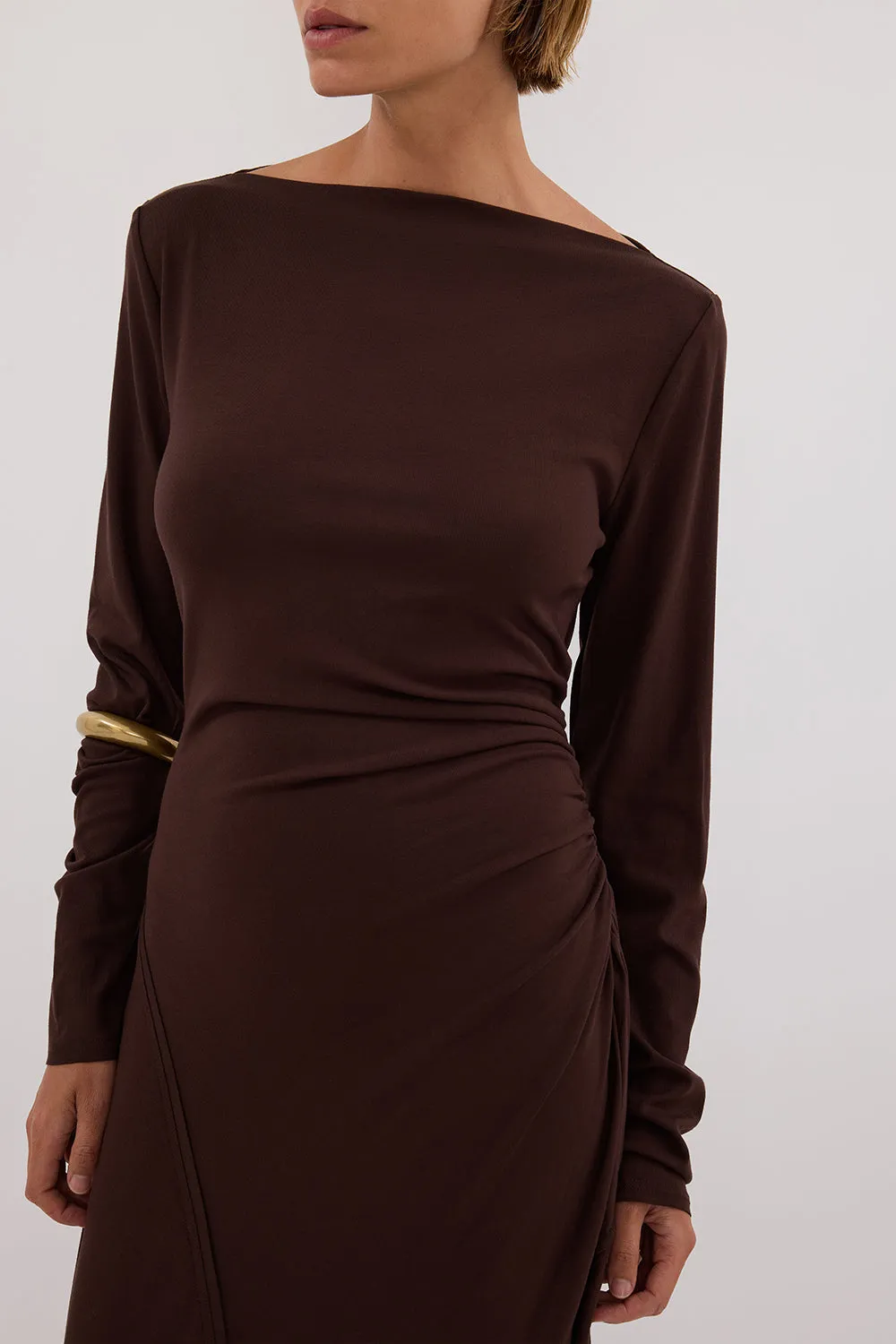 HADLEY CHOC SLEEVED KNIT MAXI DRESS - PRE ORDER