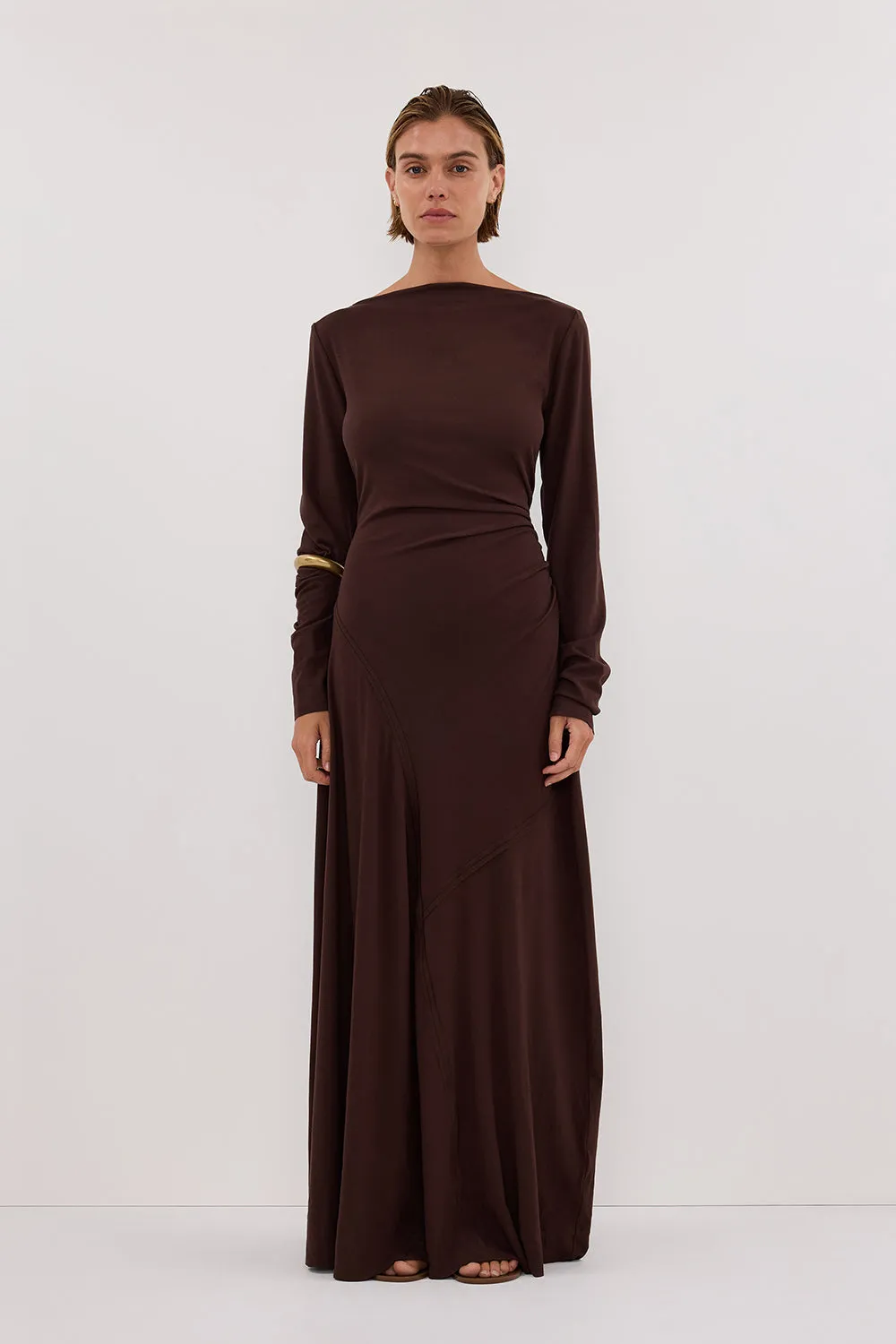 HADLEY CHOC SLEEVED KNIT MAXI DRESS - PRE ORDER