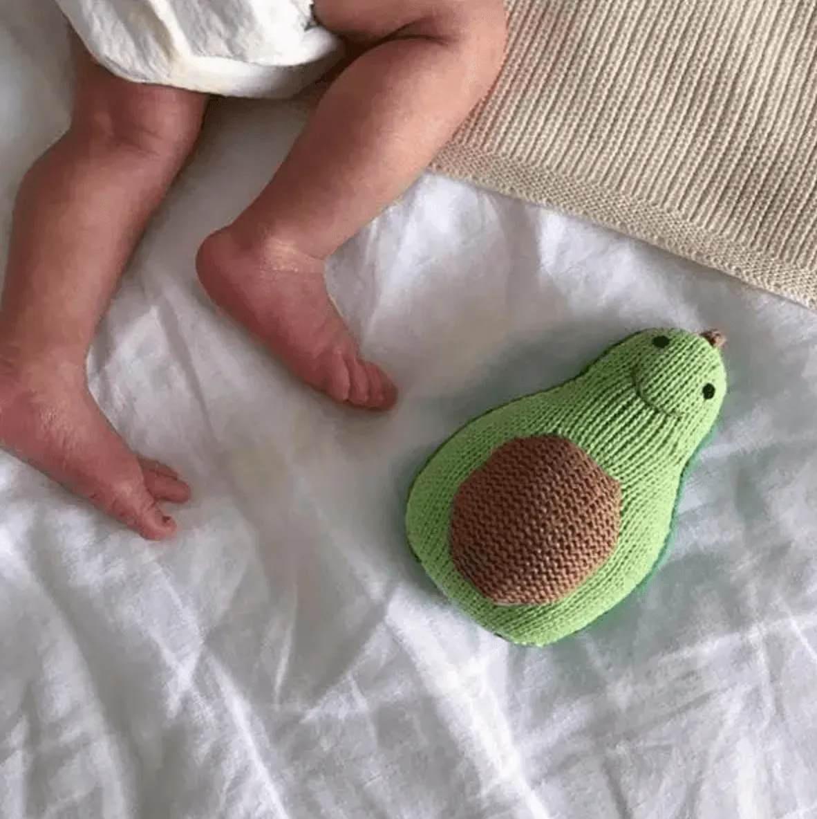 Handmade Organic Cotton Avocado Rattle