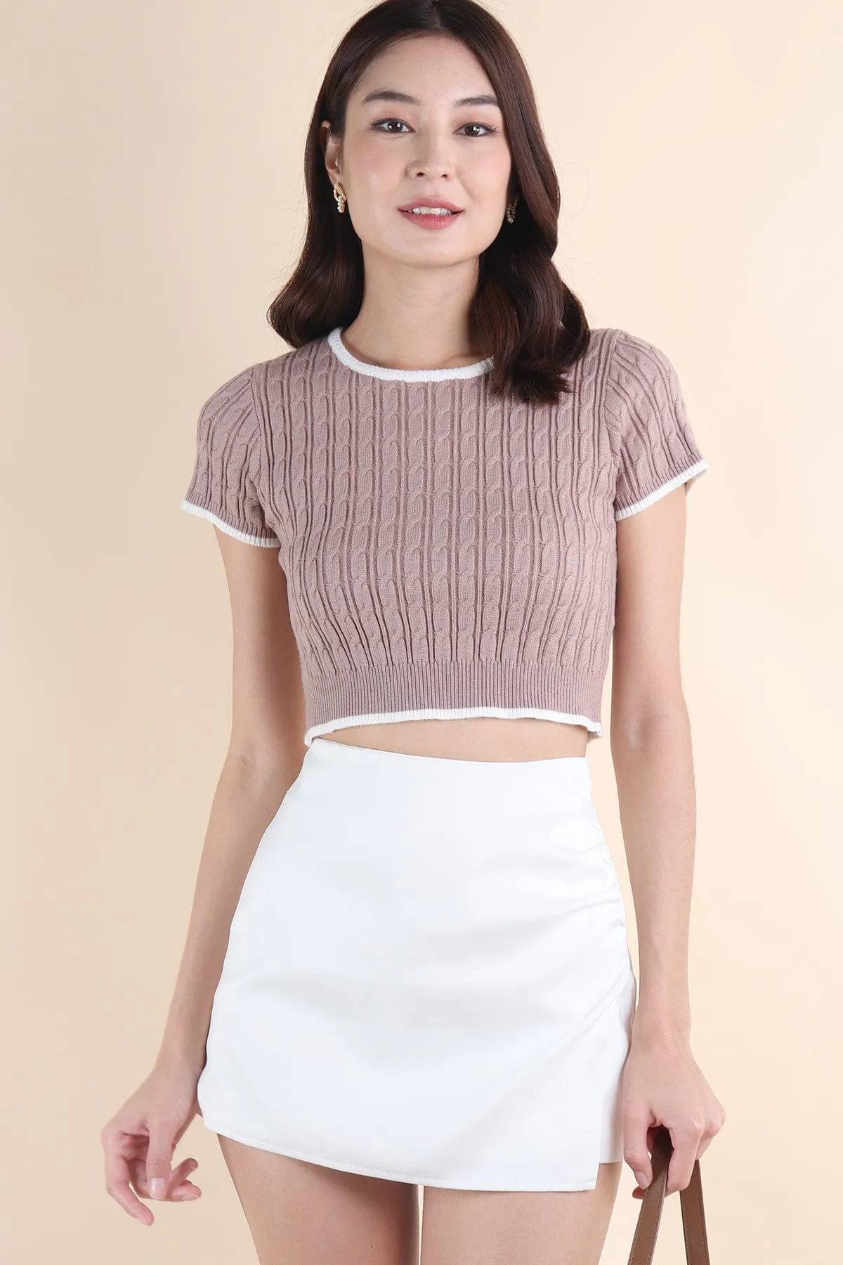 HERALD SLEEVED KNIT TOP IN MOCHA