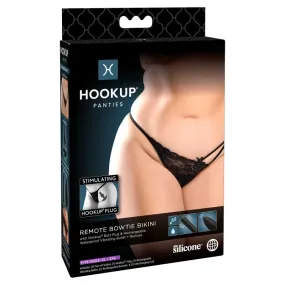 Hookup Panties Remote Bow-Tie Bikini - Black - XL - Xxl
