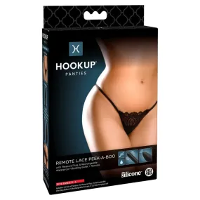 Hookup Panties Remote Lace Peek-a-Boo - Black - Small - Large