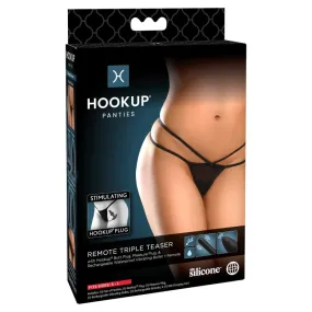 Hookup Panties Remote Triple Teaser - Black - Small - Large