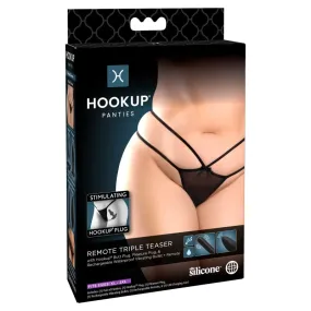 Hookup Panties Remote Triple Teaser - Black - XL - Xxl