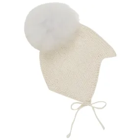 Huttelihut Off-White Bonnet Wool Knit Alpaca Pompom