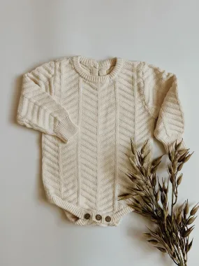 Imperfect Logan Chevron Knit Romper | Buttercream (6-12M)