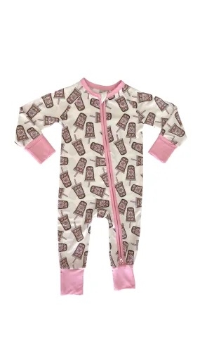In My Jammers Iced Coffee Zipper Romper