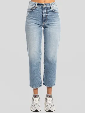 Jeans Jill Vita Alta e Gamba Cropped Blu