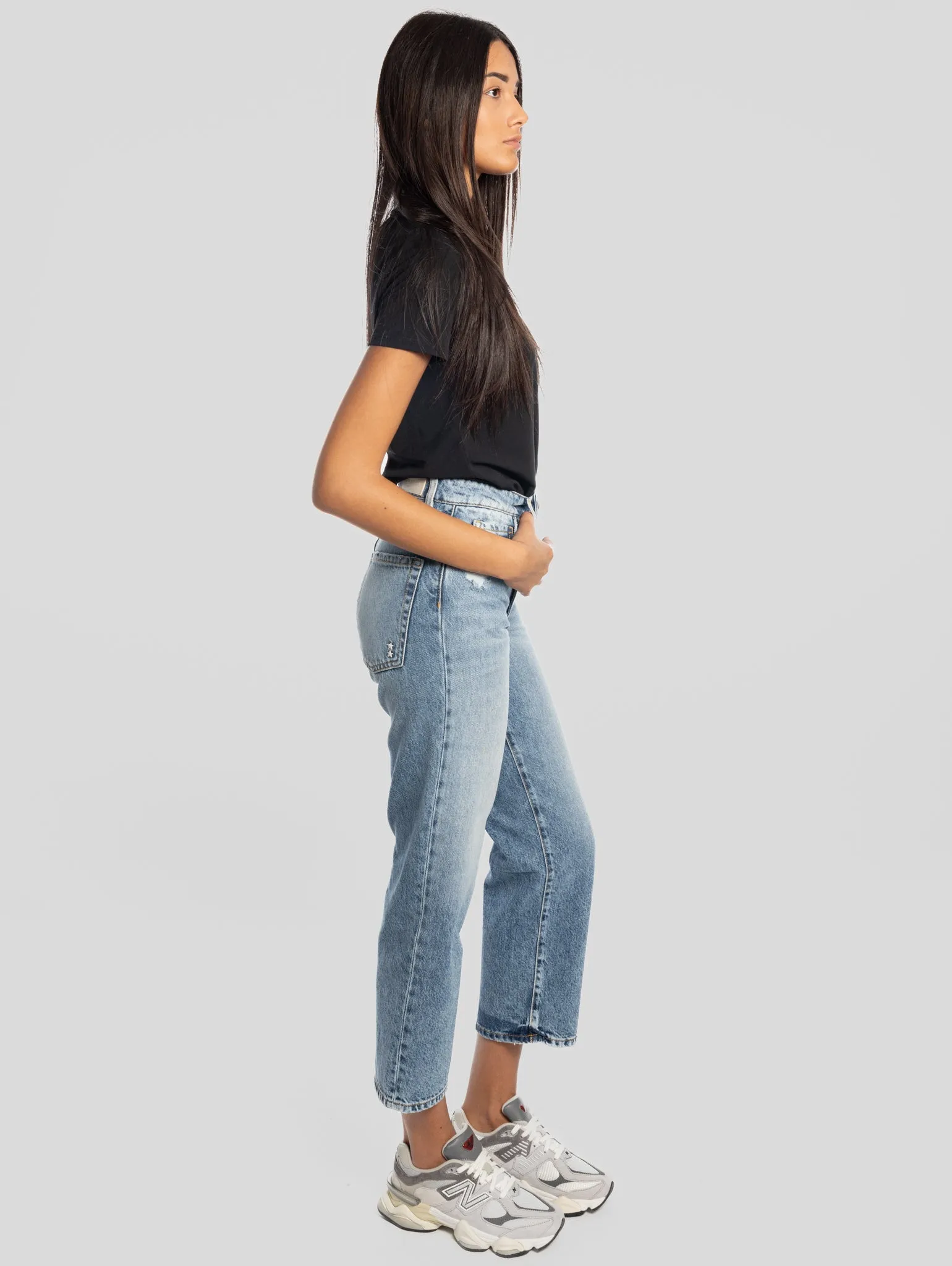 Jeans Jill Vita Alta e Gamba Cropped Blu