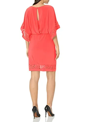 Jessica Howard Women's Desk to Dinner Elbow Sleeve Length Dress, Coral