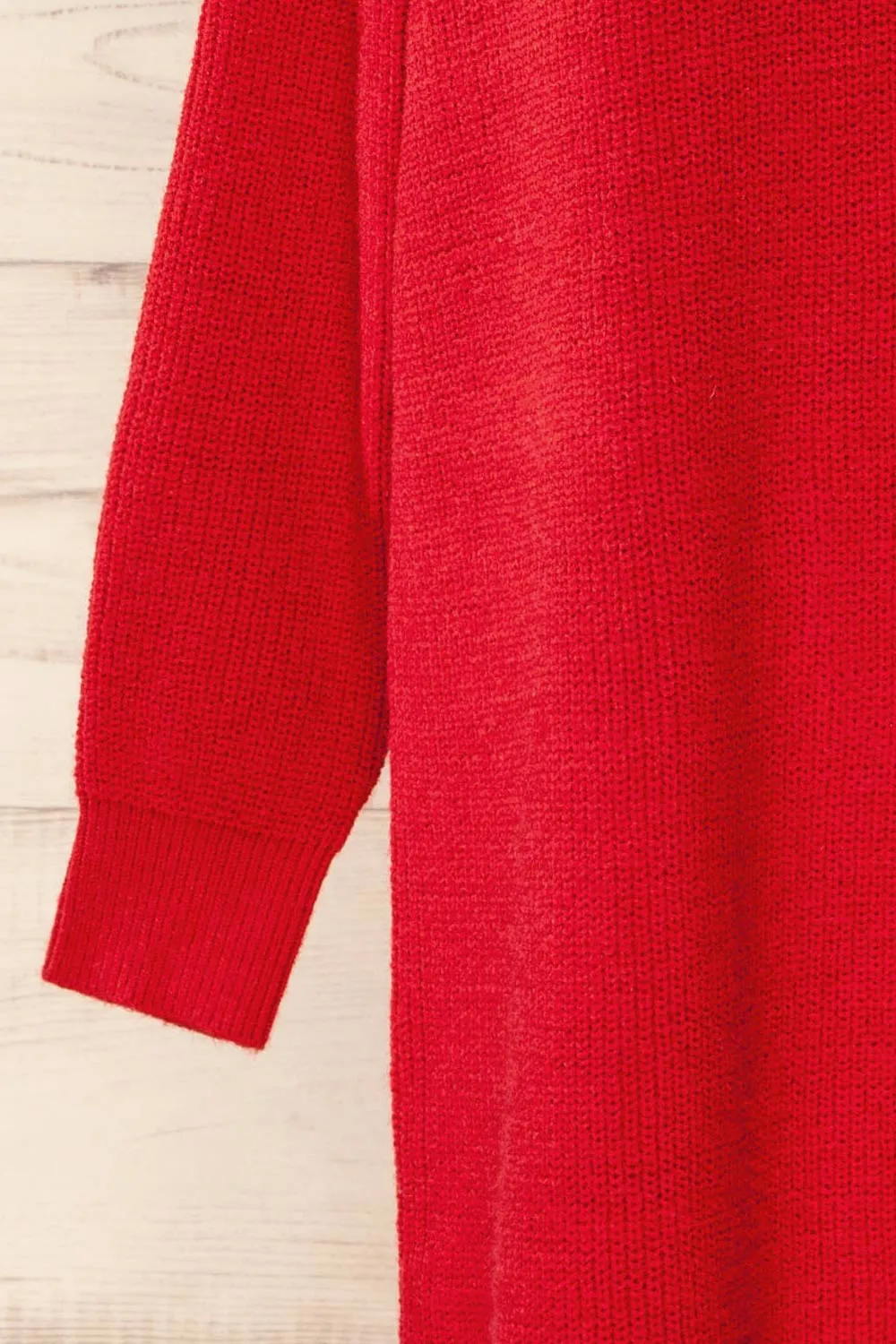 Jory Red | Knit Midi Dress