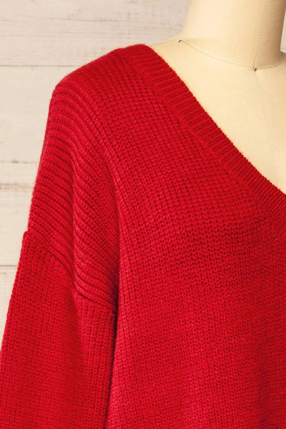 Jory Red | Knit Midi Dress
