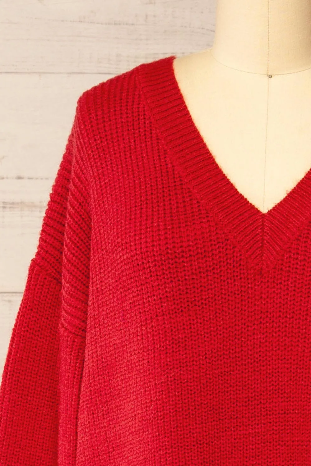 Jory Red | Knit Midi Dress