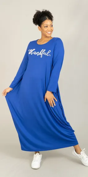 KaraChic CHH23054LS - Royal - Thankful Pearl Embellished Knit Maxi Dress
