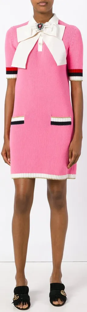 Knit Pink Dress with Bow