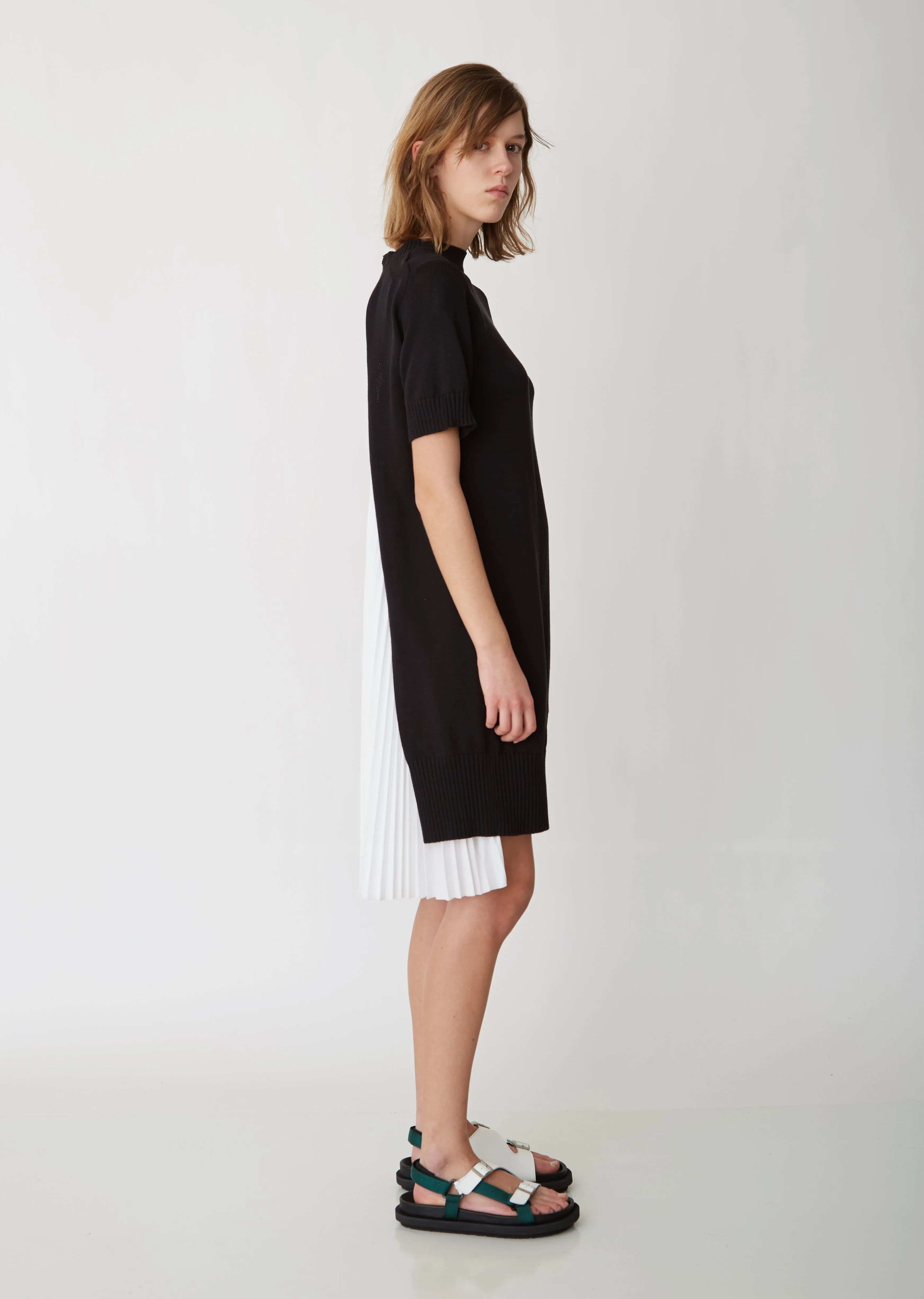 Knit x Shirting Dress