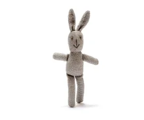 Knitted Organic Bunny Rattle - Grey
