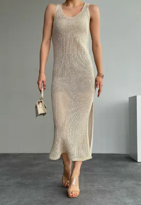 Long Dress Beige & Gold