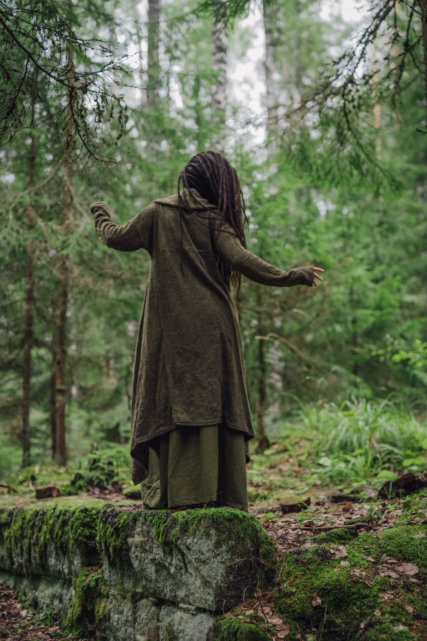 Long Hooded Sweater Coat Sheela Olive