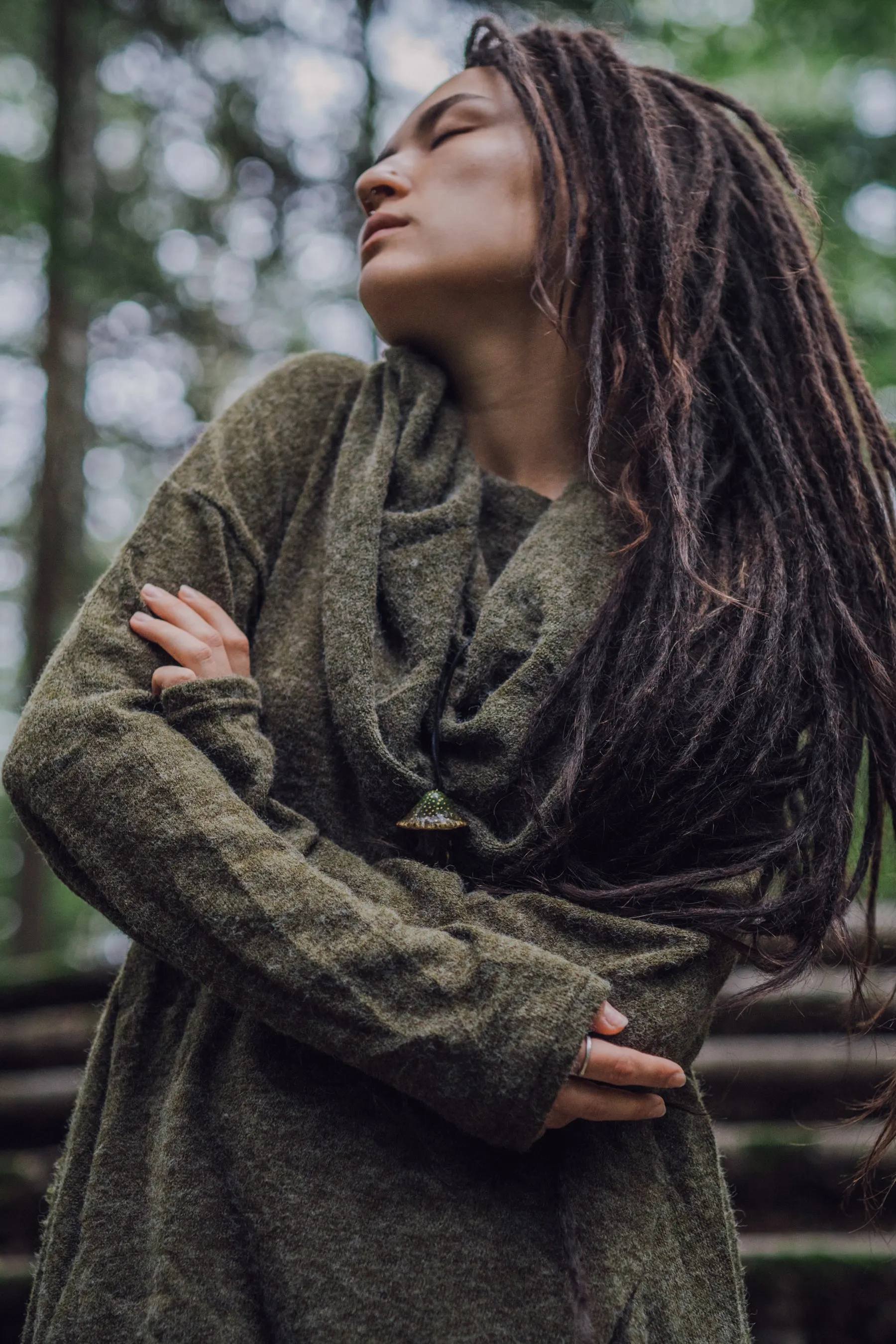Long Hooded Sweater Coat Sheela Olive