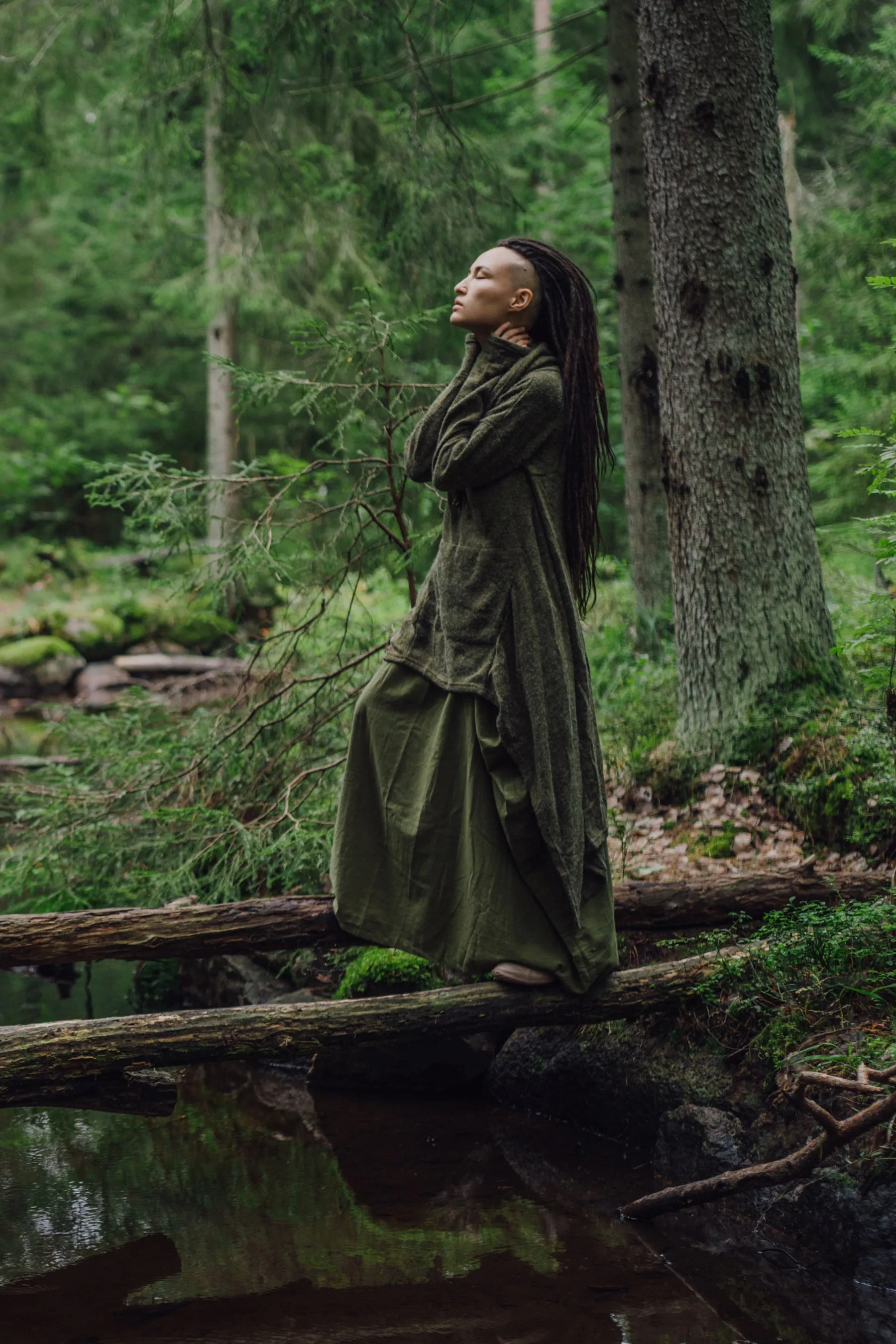 Long Hooded Sweater Coat Sheela Olive