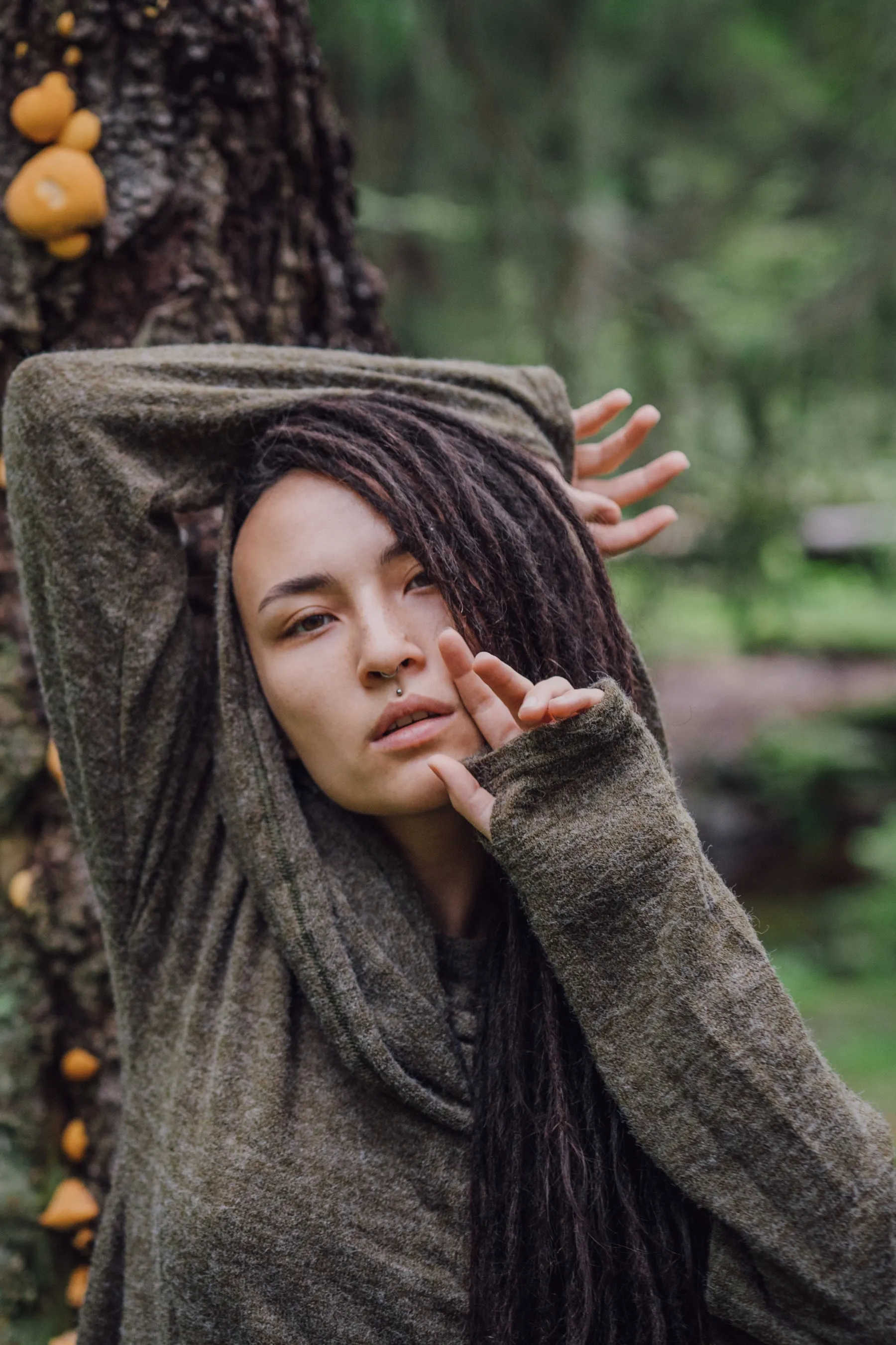 Long Hooded Sweater Coat Sheela Olive