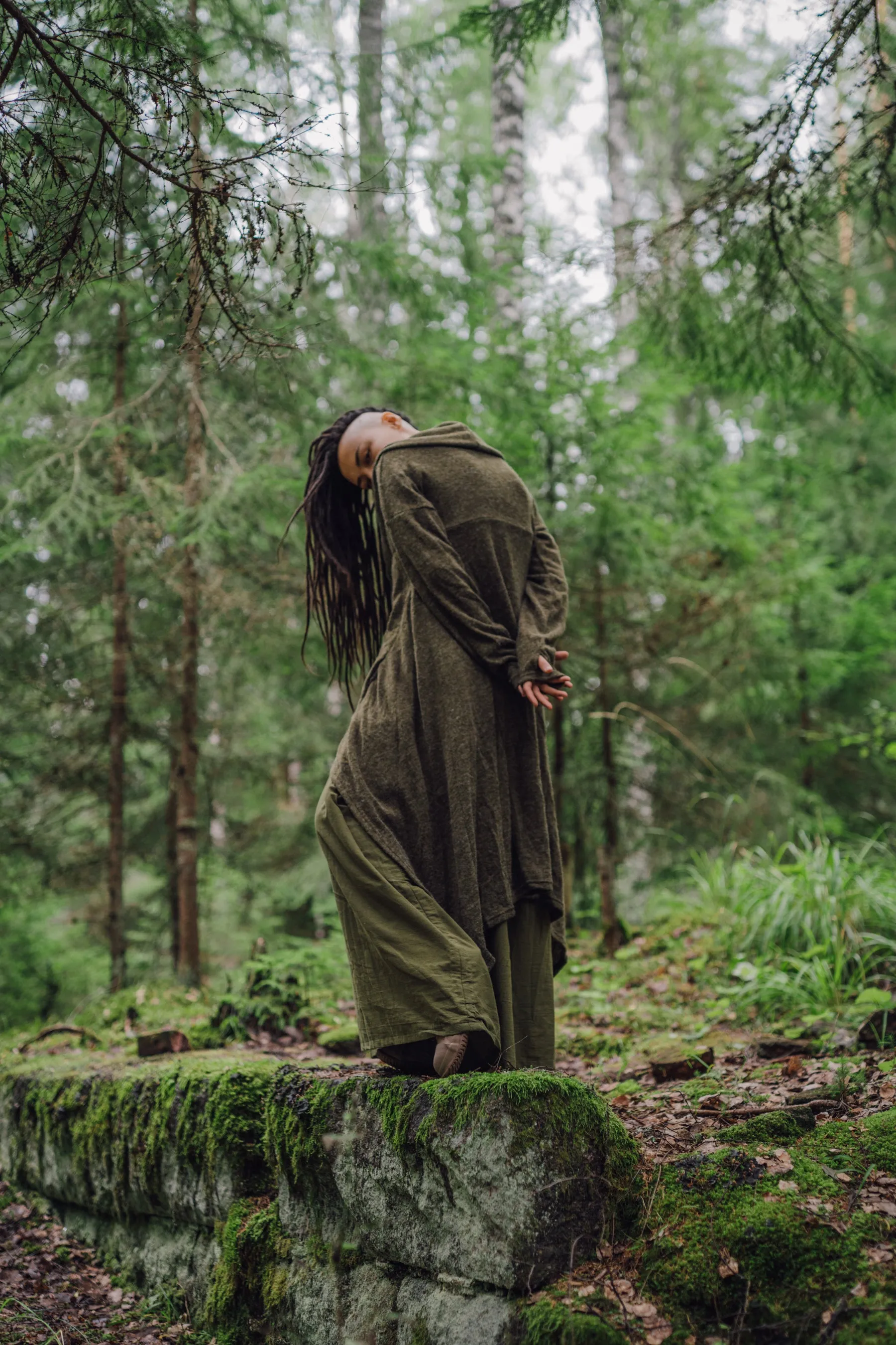 Long Hooded Sweater Coat Sheela Olive