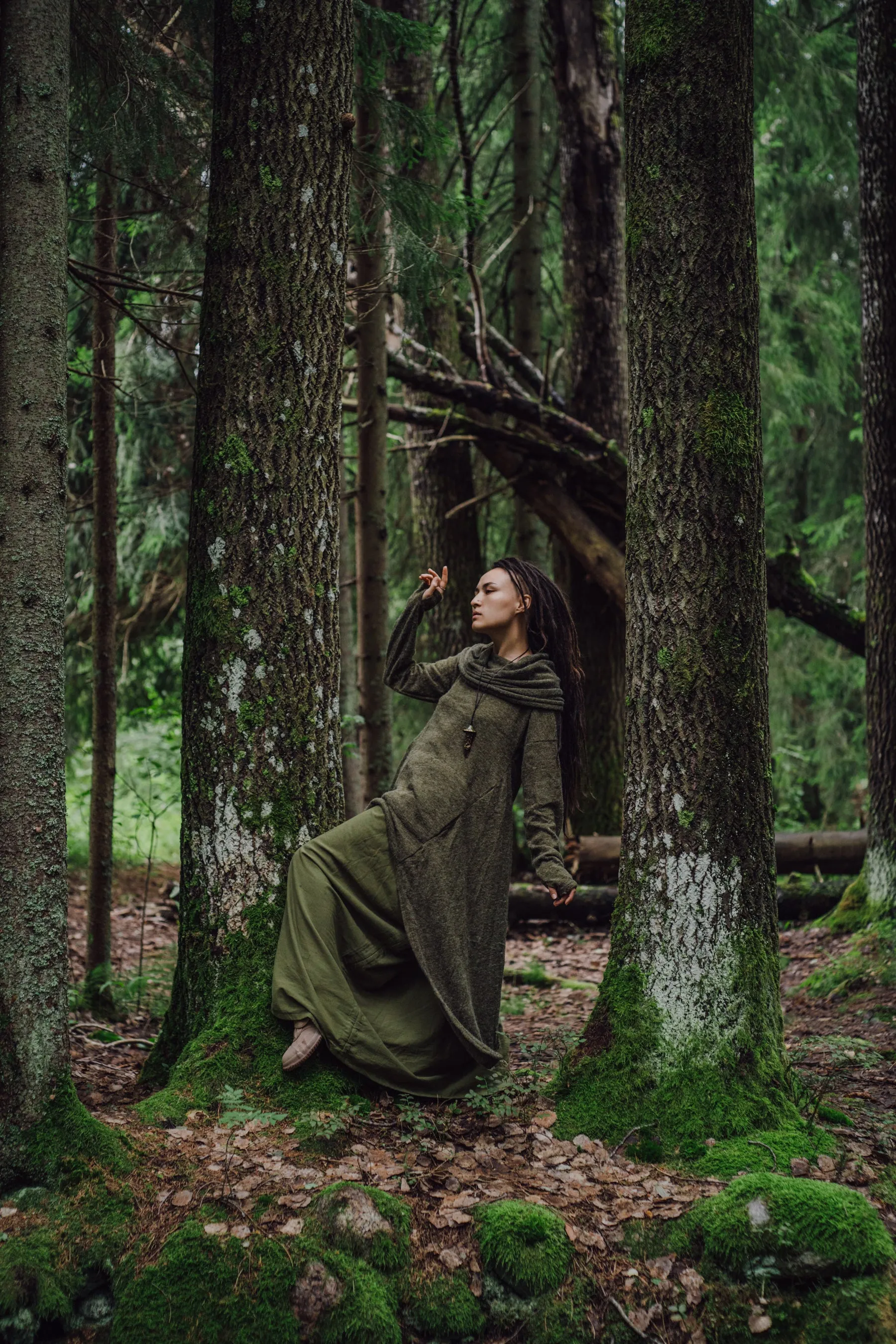 Long Hooded Sweater Coat Sheela Olive