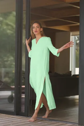 Long linen tunic dress mint green - Carol