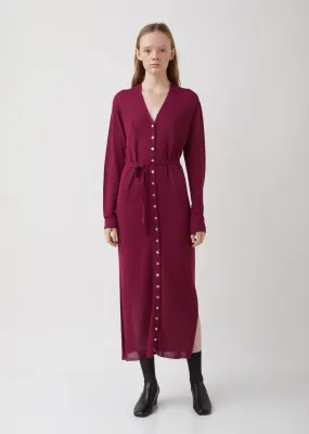 Magenta Viscose-Linen Cardigan Dress
