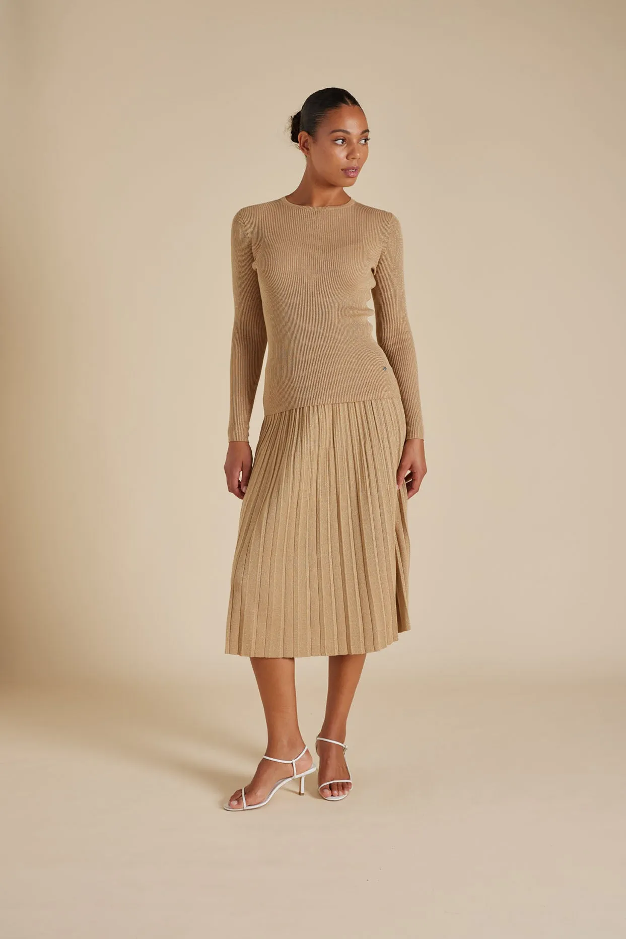 Marley Cotton Lurex Top in Sand