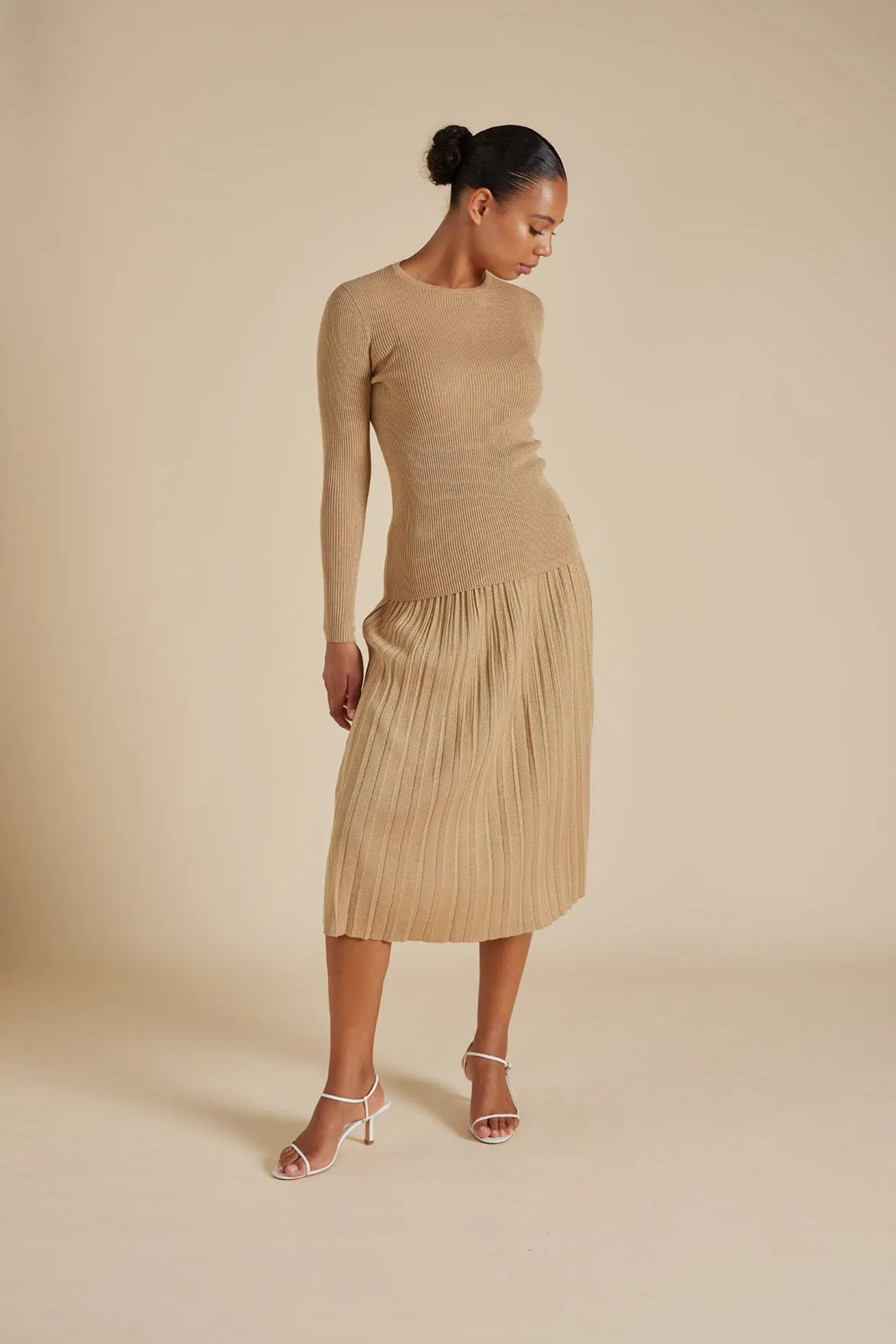 Marley Cotton Lurex Top in Sand