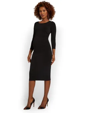 Maternity Ruched Knit Midi Dress
