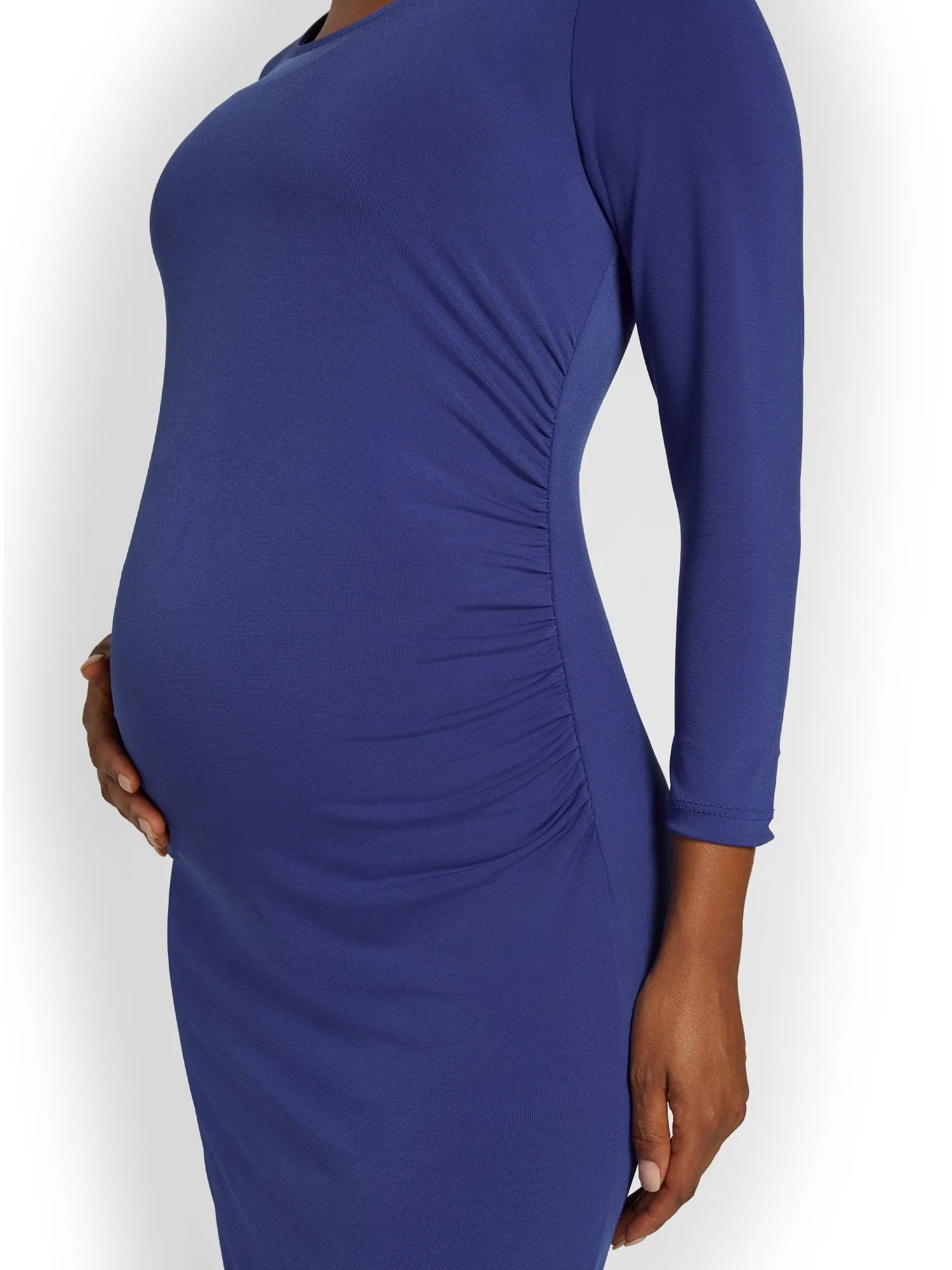 Maternity Ruched Knit Midi Dress